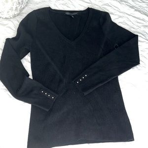 White House black Market black V neck sweater